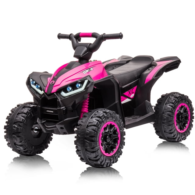 12V Kids Ride-On ATV, Electric 4-Wheeler Toy Quad – Remote Control, LED Lights, Music, USB, Treaded Tires, Gentle Start, High/Low Speed – Outdoor Vehicle for Toddlers, Pink