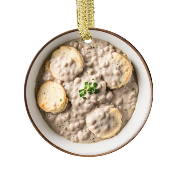Biscuits and Gravy Dish Food Lovers Foodie Novelty Holiday Christmas Ornament Xmas Tree Gift (Flat Design Printed on Ceramic, NOT 3D)