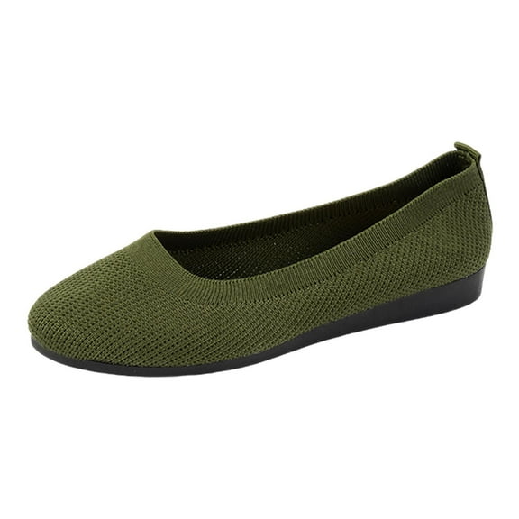 Xiaoxatg Women's Knitted On Ballet Flexible Soft Walking Shoes with Breathable Comfort Design for Everyday Casual Wear 6 Green
