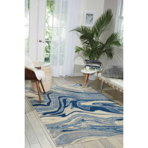 Nourison Somerset Abstract Light Blue 7'9" x 10'10" Area Rug, (8x11)
