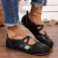 thumbnail image 4 of Dweltoz Women's Split Toe Ballet Flats Two Tone Crisscross Strap Mary Jane Sneakers Slip On Ballerina Casual Walking Shoes,Black 7.5, 4 of 6