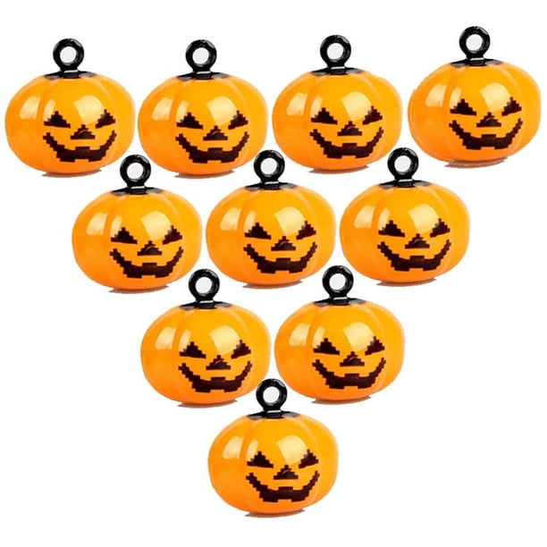 10 jednostek Mini Campanas de Calabaza Jack O Lantern Head Jingle Beads Pet Collar Charm Bells DIY Decoraciones de Halloween Ornamento Joyas Hallazgos Encantos Colgante brillar Electrónica