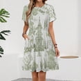 thumbnail image 2 of Zen Garden Green Dress Fashion Beach Short Sleeve Dresses Female Party Printed Sundress, 2 of 7