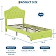 thumbnail image 6 of Memoryfield Twin Size Bed Frame with LED Lights & Velvet Crystal Button Headboard, Upholstered Platform Bed with Storage Drawer, Noise Free, No Box Spring Needed, Avocado Green, 6 of 9