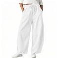 thumbnail image 2 of Inleife Women's Loose Fit Corduroy Sweatpants, Casual Solid Color Drawstring Elastic Waist Barrel Leg Trousers with Pockets, 2 of 6