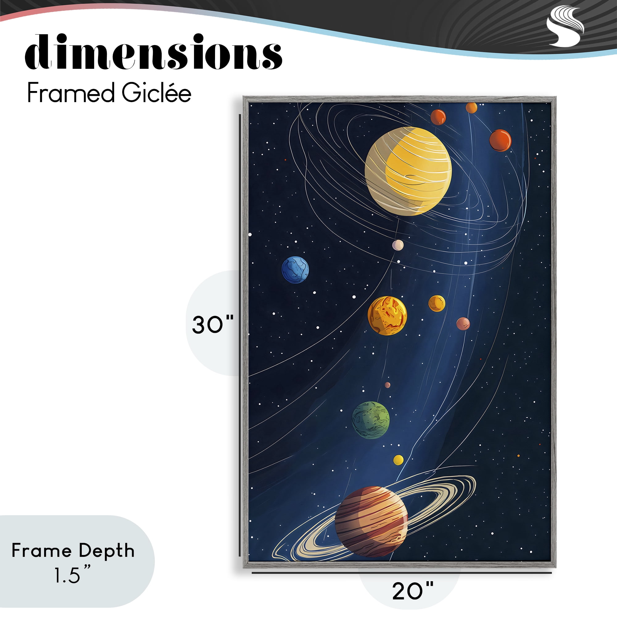 Stupell Industries Planets Aligned in Celestial Orbit Gray Framed Giclee Art, design by Creative Studio