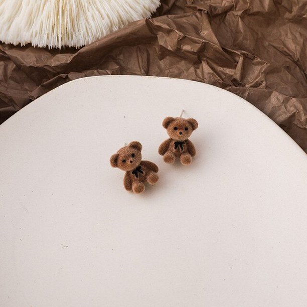 Nuevos pendientes coreanos Kawaii divertidos de conejo de peluche, pendientes pequeños de oso con lazo, pendientes delicados, joyería de moda 2022 Brincos Gao Jinjia LED