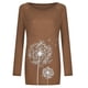 thumbnail image 3 of Top túnica de manga larga para mujer, blusa con estampado Floral de diente de león, camisetas casuales, camisetas, 3 of 4