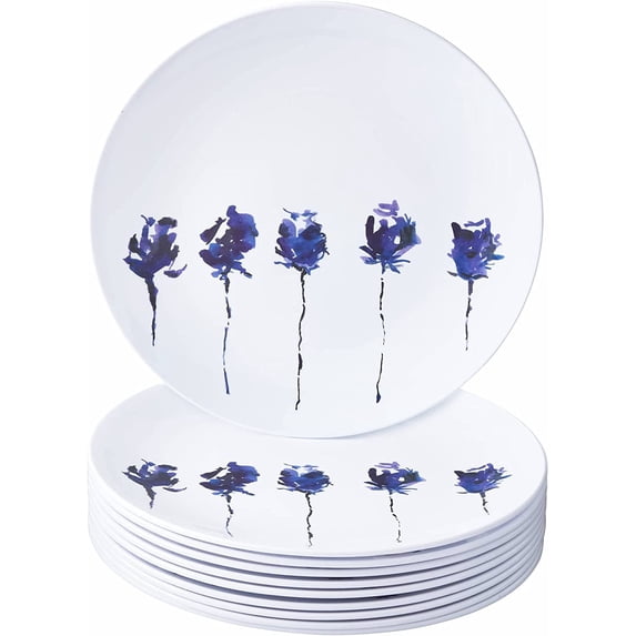 Painted Design Plastic Dinner Plates for Party (10 PC) Heavy Duty Disposable Dinner Set 10.25”, Fine China Look Dishes for Baby Showers, Birthdays, Weddings...