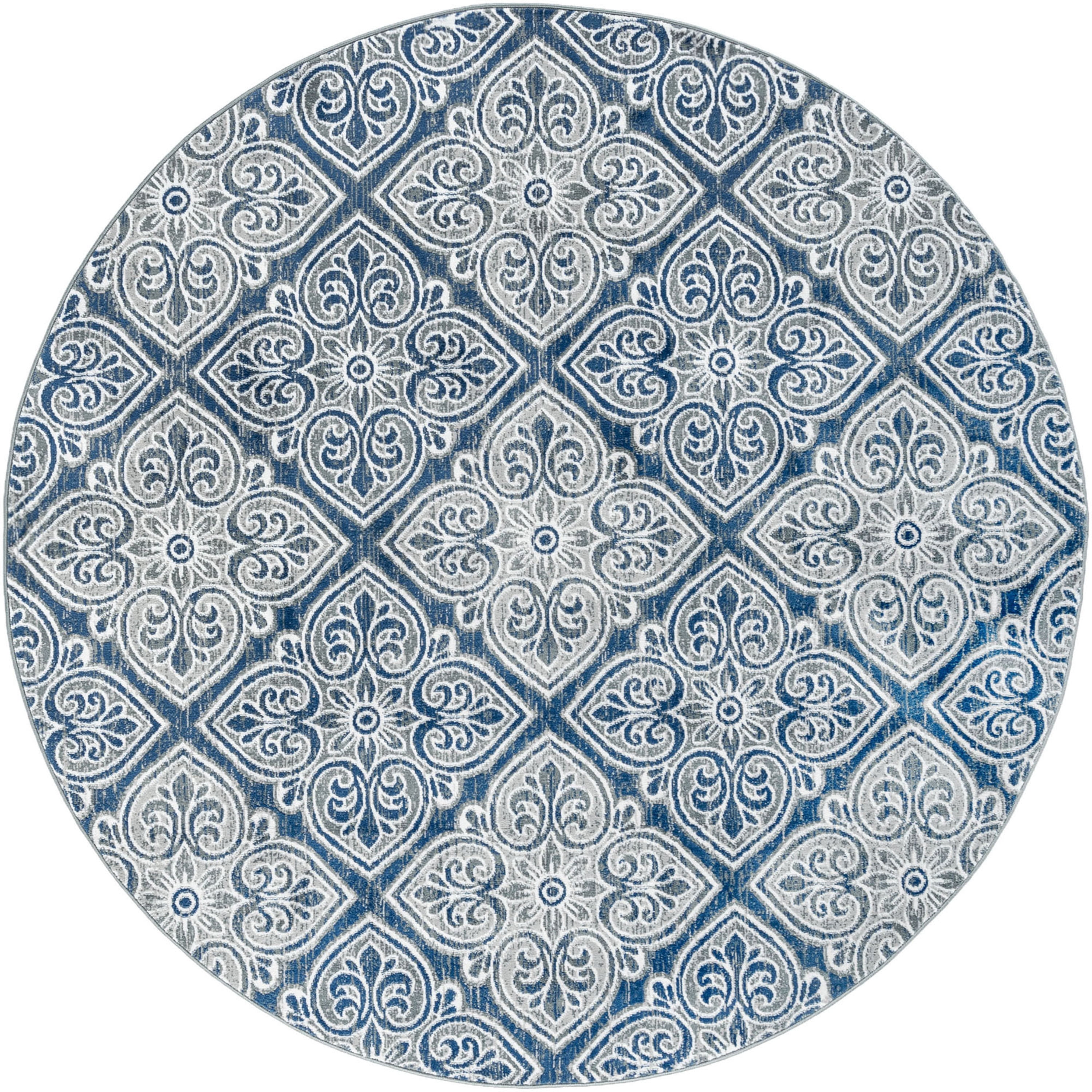 Madison Traditional 8' Round Dark Gray Polypropylene Indoor Area Rug