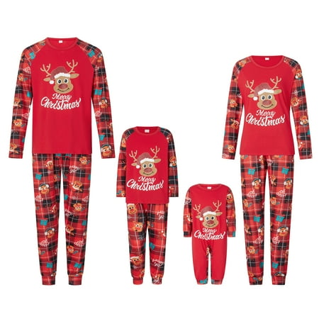 

Family Christmas PJs Matching Sets Cute Holiday Pajamas Printed Top and Pants Xmas Jammies for Couples/Men/Women