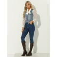 thumbnail image 2 of DARING DIVA Women's Sleeveless V Neck Casual Waistcoat Vest Jacket L Dusty Blue, 2 of 6