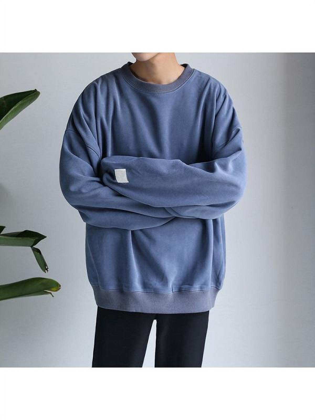 Mens Plain Sweatshirt Jersey Jumper Sweater Pullover Work Casual Leisure Top