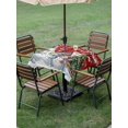 thumbnail image 3 of Outdoor Tablecloth with Umbrella Hole and Zipper, Red Christmas Square Table Cloth 54x54 Inch Waterproof Tablecloth, Xmas Winter Snowman Snowflakes Trees Picnic Table Cover for Patio Camping, 3 of 7