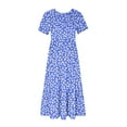 thumbnail image 3 of BRGZLK Women's Summer Floral Dresses Daily Fashion Print Round Neck Short Sleeve Casual Boho Maxi Beach Flowy Dresses Blue XL, 3 of 4