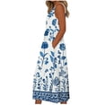 thumbnail image 4 of Summer Dresses for Women Round Neck Sleeveless Midi Dress Fashion Floral Printed Loose Casual Sundress with Pocket for Beach Vacation, 4 of 5