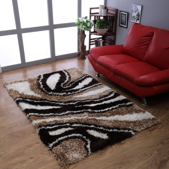 Rugsotic Carpets Hand Tufted Shag Polyester Eco-Friendly 8'x10' Area Rugs Rectangle Multicolor Abstract Modern High Pile Thick Handmade Anti Skid Indoor Rug for Living Room, Bedroom K00039