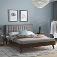 thumbnail image 2 of DG Casa Soloman Mid Century Modern Upholstered Platform Bed Frame, King Size, Gray, 2 of 11