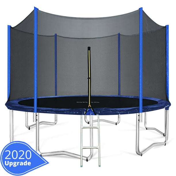 Orcc 12ft 15ft Trampoline With Enclosure Ladder Wind Stakes And Rain Cover Spring Tool Walmart Com Walmart Com