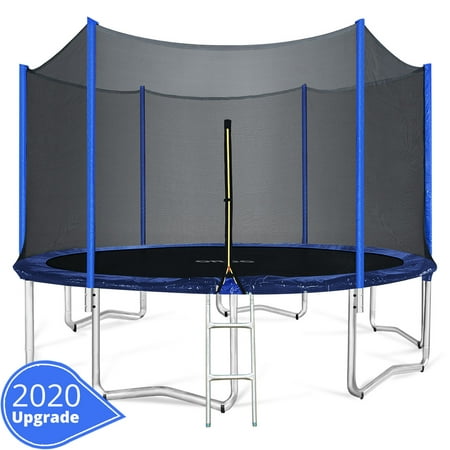 ORCC 12FT 15FT Trampoline with Enclosure Ladder Wind Stakes And Rain Cover Spring (12ft Trampoline And Enclosure Best Price)