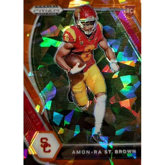 NFL 2021 Panini Prizm Draft Picks Amon-Ra St. Brown Orange Ice Trading Card #133 (Rookie)
