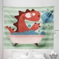thumbnail image 1 of Dinosaur Funny Tapestry, Dino Bath Time Bubbles Lettering Playful Siling Face of Animal Illustration, Fabric Wall Hanging Decor for Bedroom Living Room Dorm, 5 Sizes, Multicolor, by Ambesonne, 1 of 1