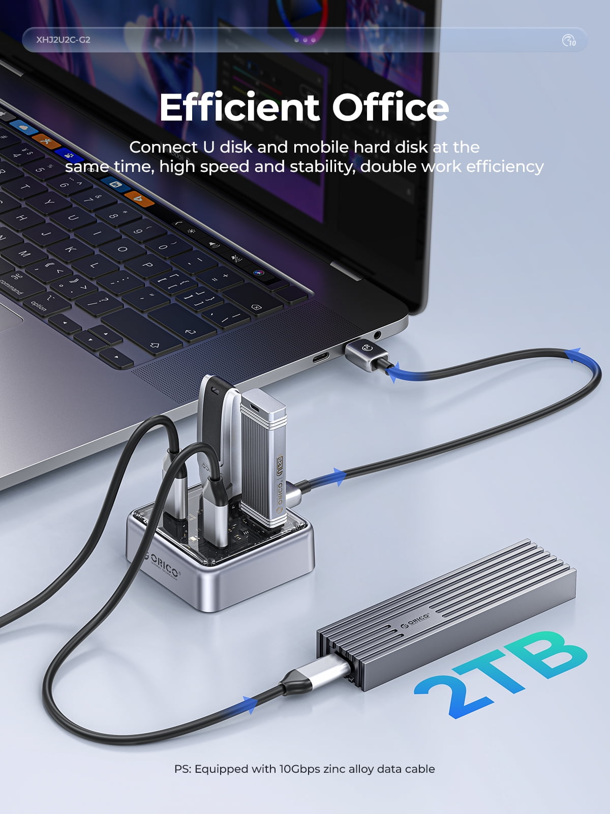 ORICO 4 in 1 USB Hub 10Gbps with 4 USB C Ports, USB 3.2 Gen 2 Hub with 1.64ft USB-C Cable USB Powered Splitter for iMac, All MacBooks, Mac Mini(Zinc Alloy)