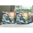 thumbnail image 5 of Ambesonne Nautical Throw Pillow Cover Pack of 4, Archer Wild Cat on a Whale, 4 Pcs-28" x 28", Teal Purple and Orange, 5 of 5