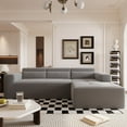 thumbnail image 4 of 109'' Modern Modular Sectional Sofa, Teddy Fabric L Shaped Couch, 3 Seat Corner Sofa Couch, Modern Upholstered Couch with Chaise & Pillows for Living Room Apartment, No Assembly Required (Grey), 4 of 11