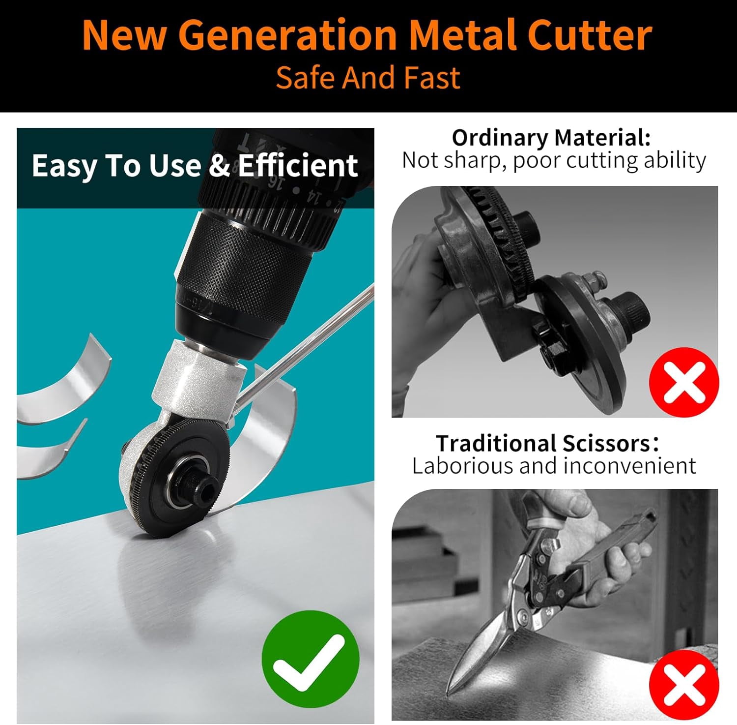 Sheet Metal Cutter/Metal Cutter for Drill, Metal Nibbler Drill Attachment - DlY Metal Drill Attachment, Sheet Metal Knife for Cutting lron,White Sheet, Steel,Copper Aluminum