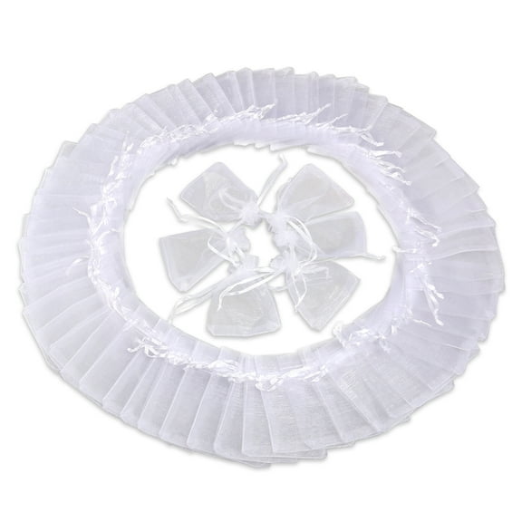 Trinket Gift Bags Organza Drawstring Snow Yarn White