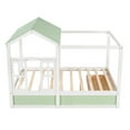 thumbnail image 5 of Full Size Platform Bed with Storage Drawer,Solid Wood Bed Frame with Roof and Window,Playhouse Bed,Montessori Bed,Canopy Bed with 10 Wood Slats Support,No Box Spring Needed, 5 of 7