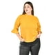 thumbnail image 4 of Blusa de manga 3/4 con olan Roman Fashion /Tallas Extras, 012 (Mostaza) amarillo 42, 4 of 6