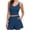☪171-Blue, variant on Women's Solid Color Sleeveless V-Neck Tank Top with Shorts 2-Piece Set - Summer Matching Set for Hot Weather Style and Minimalist Fashion
