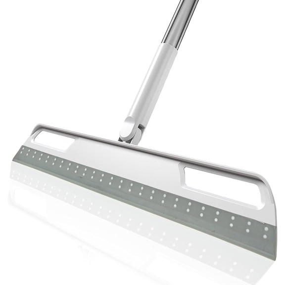 Floor Squeegee Multifunction Magic Broom, 4-in-1 Easily Dry The Floor Surface and Remove Dirt and Hair, pet Hair Remover, Liquid, Glass Wiper, Sweeper Broom for Living Room, Kitchen, Bathroom（Gray）