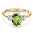 thumbnail image 3 of Gem Stone King 18K Yellow Gold Plated Silver Green Peridot and Lab Grown Diamond Engagement Ring for Women | 2.64 Cttw | Oval 9X7MM | Gemstone August Birthstone | Size 9, 3 of 6
