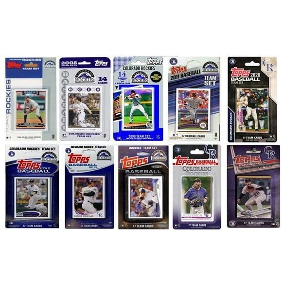 C&I Collectables ROCKIES920TS MLB Colorado Rockies 9 Different Licensed Trading Card Team Set