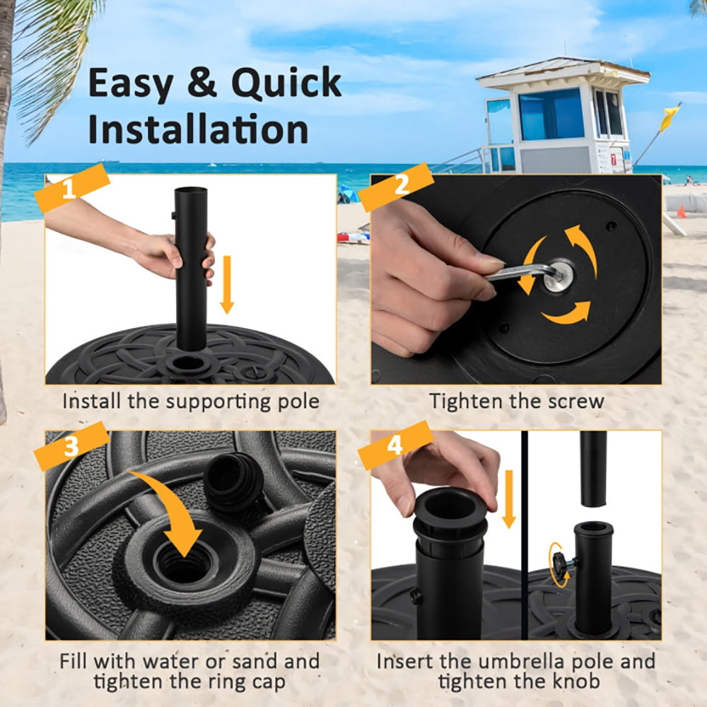 Aimee Lii 22 Inch Fillable Heavy-Duty Round Patio Umbrella Base Stand, Umbrella Stand Outdoor Base, Black Aimee Lii 22 Inch Fillable Heavy-Duty Round Patio Umbrella Base Stand, Umbrella Stand Outdoor Base, Black