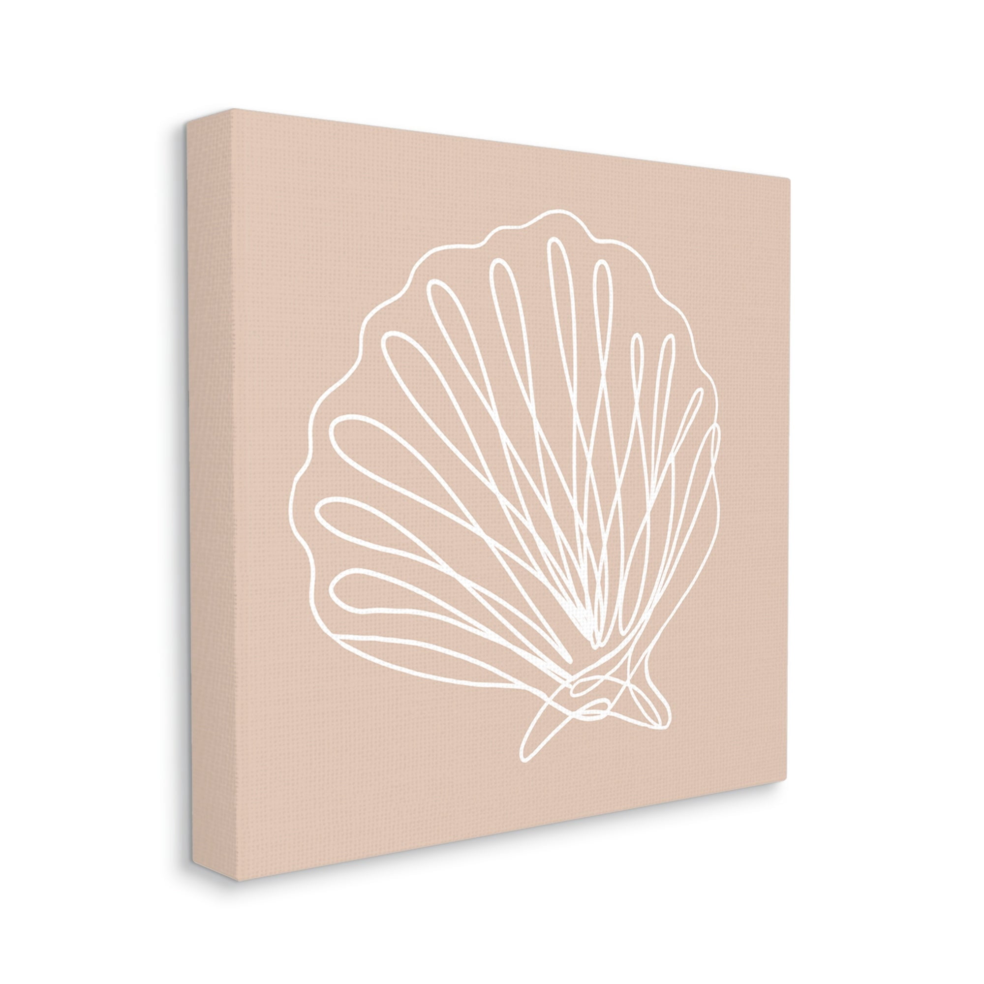 Stupell Industries Clam Shell Squiggle Doodle Tan Sea Life Graphic Art Gallery Wrapped Canvas Print Wall Art, Design by Daphne Polselli