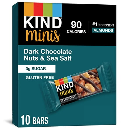 KIND Bar Minis Dark Chocolate Nuts & Sea Salt Gluten Free 100 Calories Low Sugar 80 Count