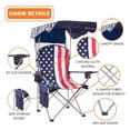 thumbnail image 3 of Portable Folding Camping Chairs with Canopy Shade, Beach Chair for Adults, Durable Weather Resistant 600D Cloth, Camping Chair with Canopy for Outdoors [Flag], 3 of 7