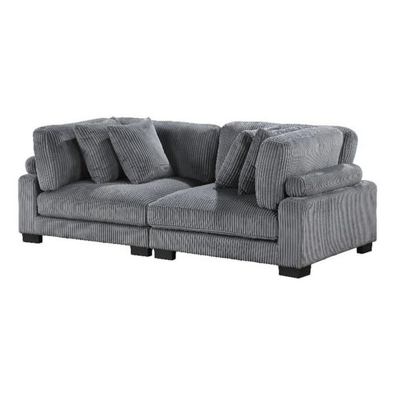 Lexicon Traverse Corduroy Upholstered Loveseat in Gray
