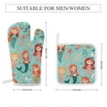 thumbnail image 2 of Ocean Cute Mermaid Oven Mitt And Pot Holder Set Oven Glove for Kitchen Baking Cooking Grilling, 2 of 6