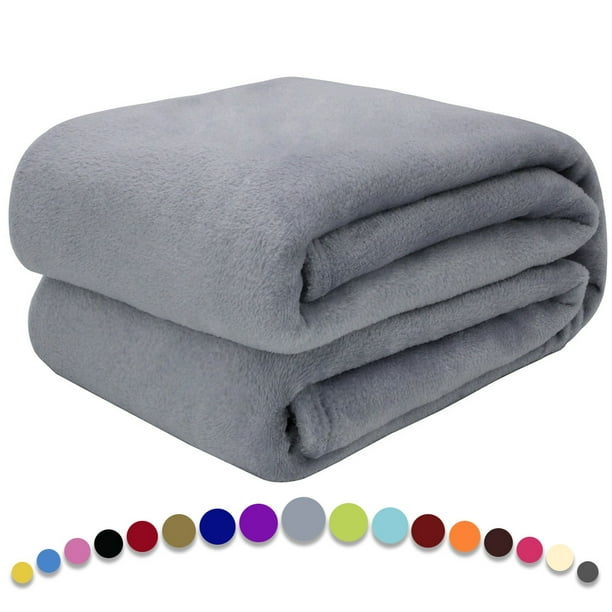 Howarmer Gray Fuzzy Bed Blanket, Queen Size Soft Flannel Fleece