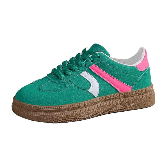 Women's Walking Sneakers with Supportive Midsole Comfort Fashion Suede Lace Up Flat Casual Shoes Comfortable Loafers For Daily Walking And Outing