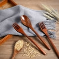 thumbnail image 5 of Wooden Spoons Forks Set Including Wooden Spoons and Wooden Forks Japanese Wooden Utensil Set Reusable Handmade Natural Wood Flatware Set for Cooking Stirring Eating (6 Pieces), 5 of 6