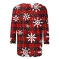 thumbnail image 5 of Puntoco Camiseta de mujer con cuello redondo, manga 3/4 y estampado navideño, jersey de cuello redondo, camiseta de manga larga con cuello redondo, 5 of 5
