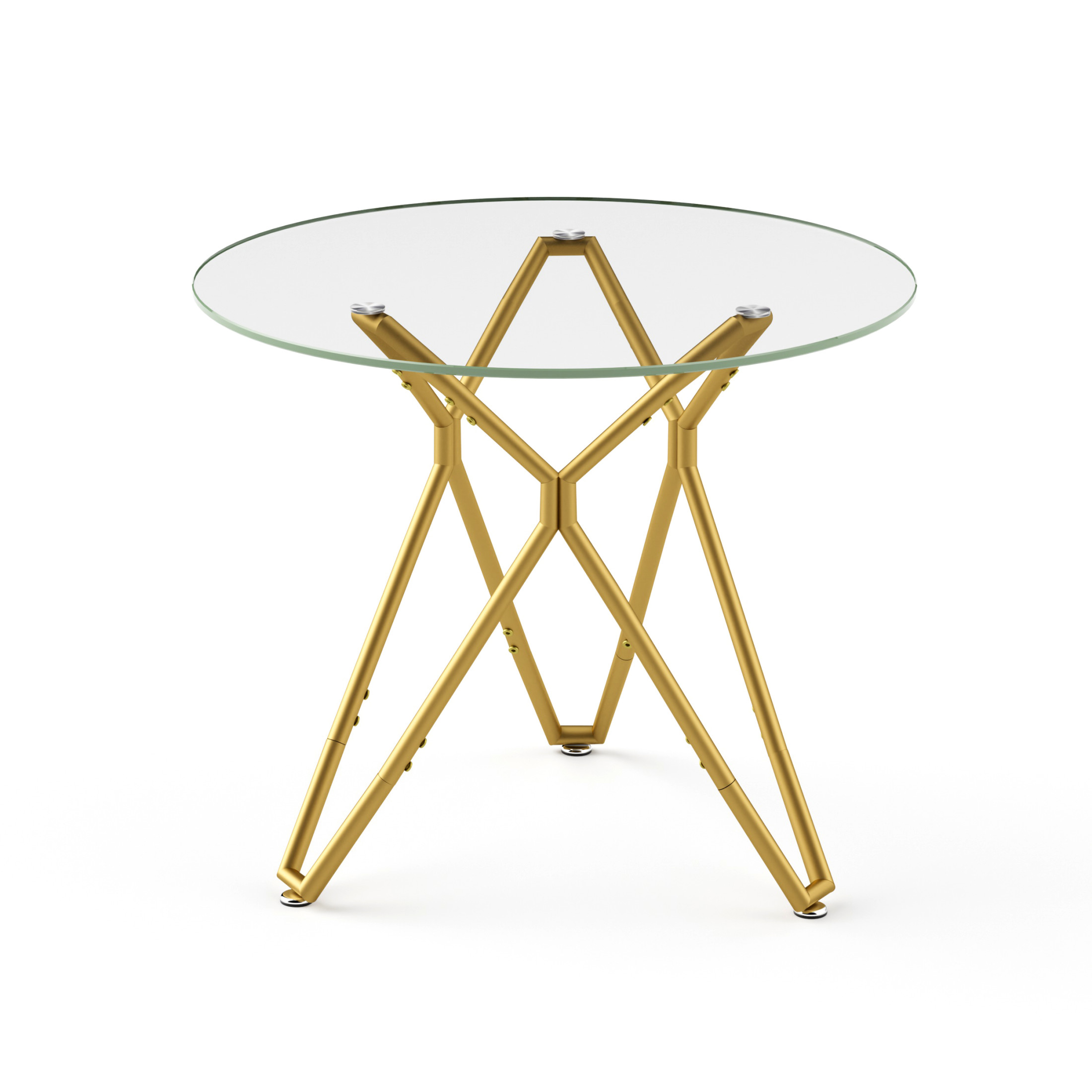 Noble House 35.4" Round Dining Table, Small Modern Kitchen Table with Tempered Glas, Dining Room Furniture, Gold