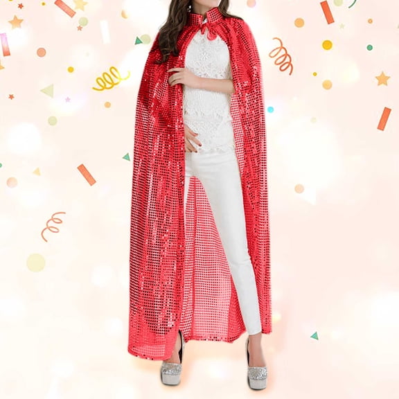 Cloak Sequin Cape for Women & Men Shiny Glitter Cloak for Party Event Mardi Gras Outfits (RD1 One Size)