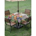 thumbnail image 5 of Square Outdoor Tablecloth with Umbrella Hole Easter Bunny Outside Table Cloth Waterproof Patio Table Cover Colorful Eggs Spring Tulips Flower Grey Wooden Zipper Tablecloths for Picnic 60x60 Inch, 5 of 8